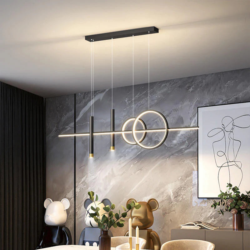 Nowoczesna lampa wisząca LED — geometryczny design, 3 pierścienie | Norivo Norivo
