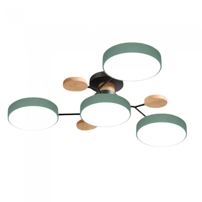 Lampa sufitowa LED wieloramienna z drewnianymi akcentami — 4 kolory | Norivo Norivo