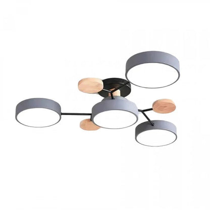 Lampa sufitowa LED wieloramienna z drewnianymi akcentami — 4 kolory | Norivo Norivo