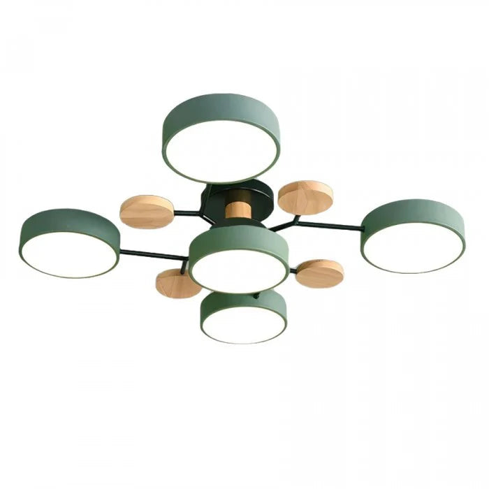 Lampa sufitowa LED wieloramienna z drewnianymi akcentami — 4 kolory | Norivo Norivo