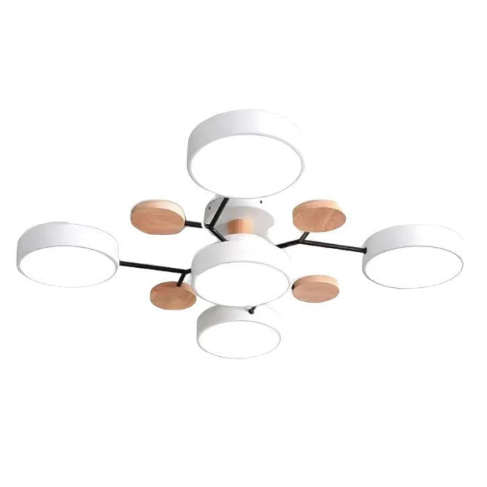 Lampa sufitowa LED wieloramienna z drewnianymi akcentami — 4 kolory | Norivo Norivo