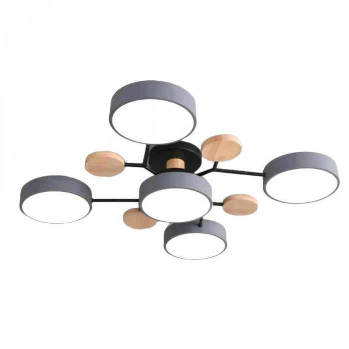 Lampa sufitowa LED wieloramienna z drewnianymi akcentami — 4 kolory | Norivo Norivo
