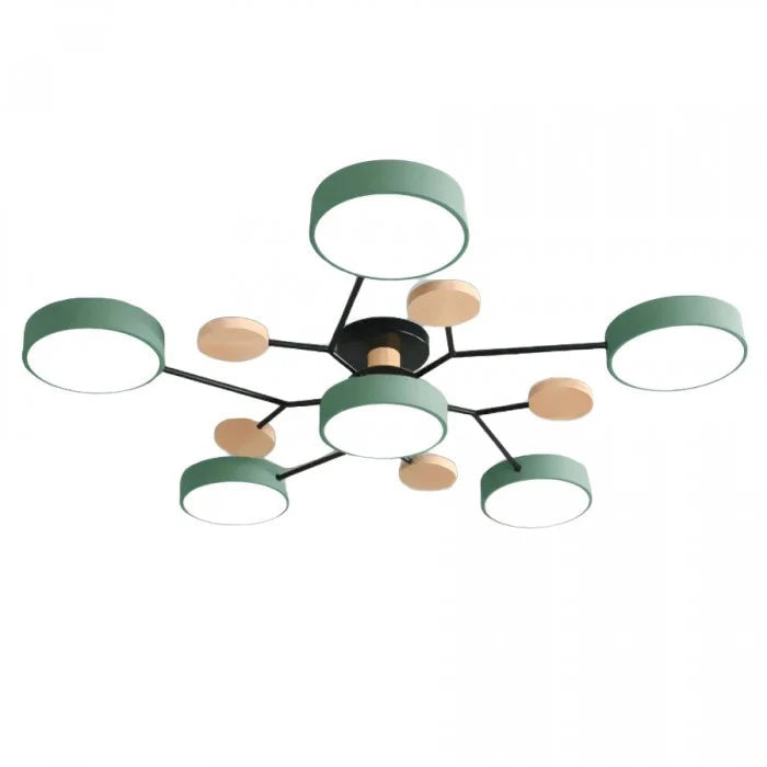 Lampa sufitowa LED wieloramienna z drewnianymi akcentami — 4 kolory | Norivo Norivo