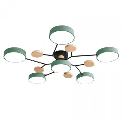 Lampa sufitowa LED wieloramienna z drewnianymi akcentami — 4 kolory | Norivo Norivo