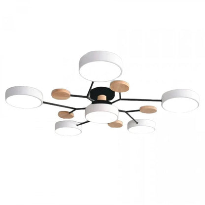Lampa sufitowa LED wieloramienna z drewnianymi akcentami — 4 kolory | Norivo Norivo