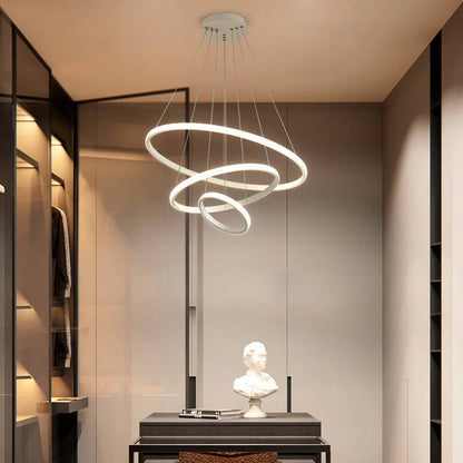 Designerska lampa wisząca LED — żyrandol z formą pierścieni 3D | Norivo Norivo