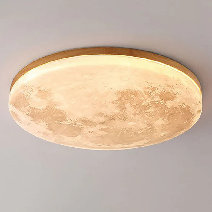 Lampa sufitowa księżyc LED — drewno i akryl, z pilotem | Norivo Norivo