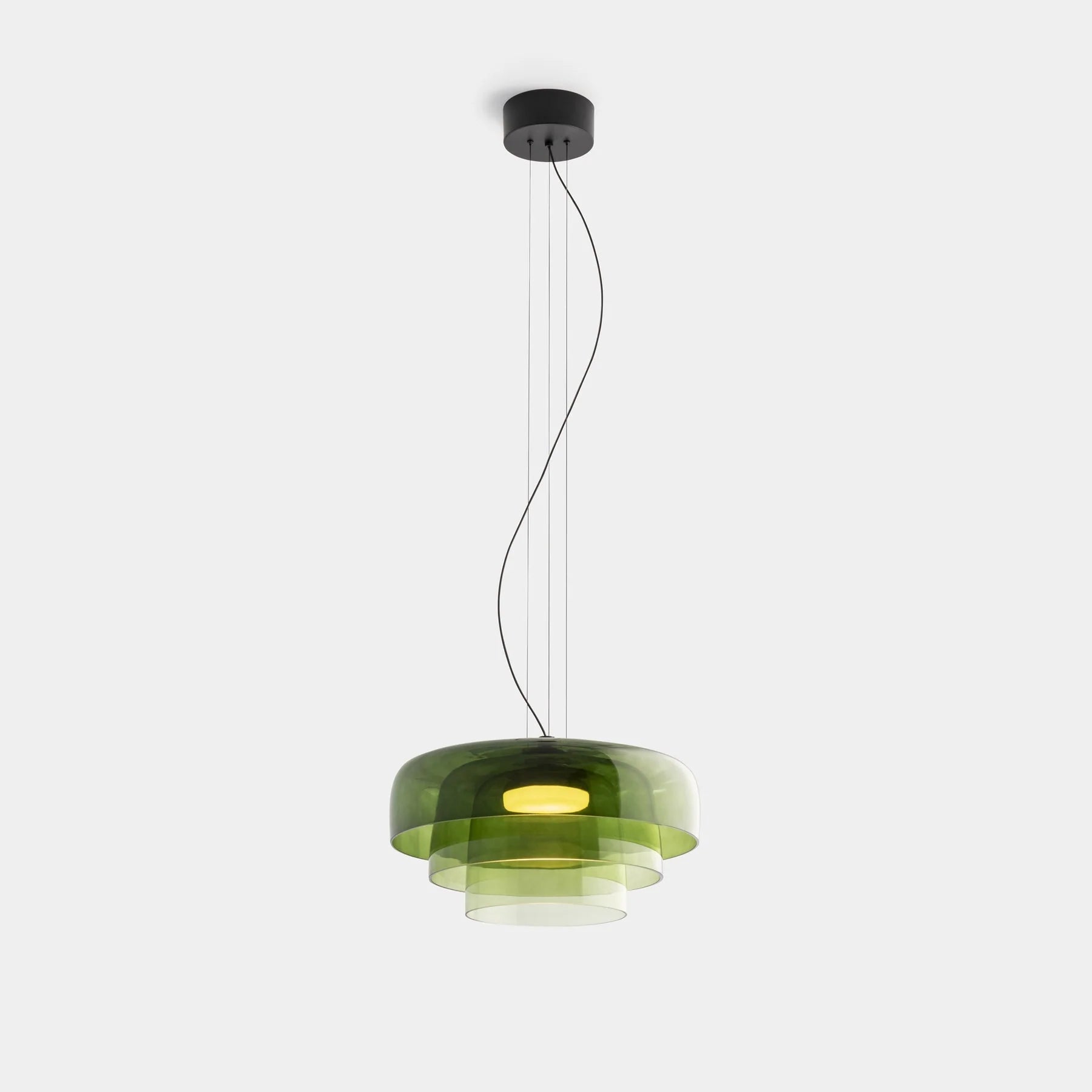 Szklana lampa wisząca z warstwowym kloszem — styl retro | Norivo Norivo