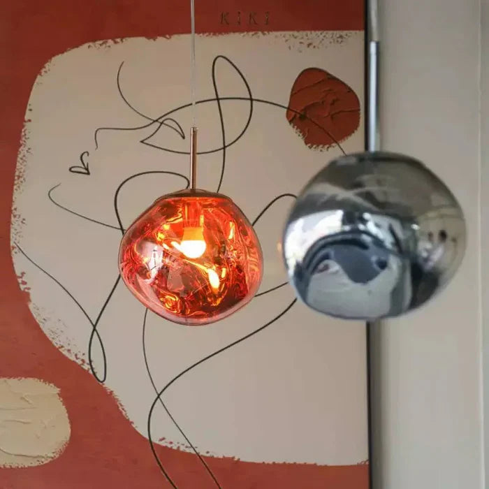 Designerska lampa wisząca topiona kula LED — 4 kolory, 4 rozmiary | Norivo Norivo