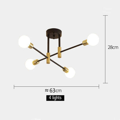 Industrialna lampa sufitowa żyrandol z okrągłymi lampami — 3 konfiguracje | Norivo Norivo
