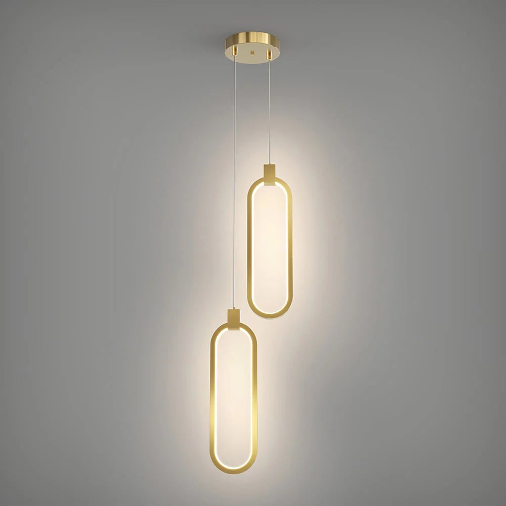 Nowoczesna lampa wisząca LED w geometrycznym stylu — złota, 2 formy | Norivo Norivo