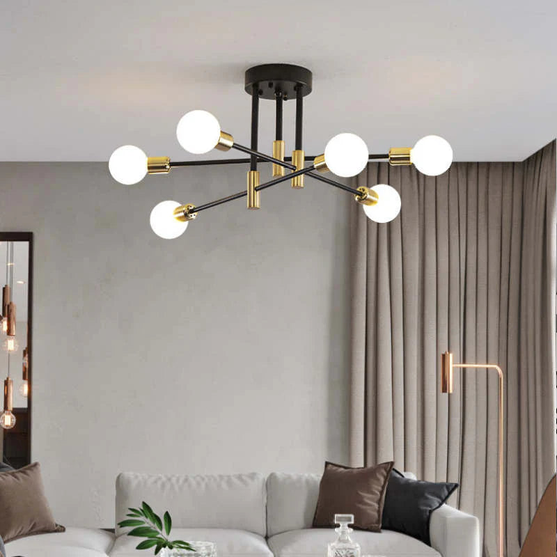 Industrialna lampa sufitowa żyrandol z okrągłymi lampami — 3 konfiguracje | Norivo Norivo
