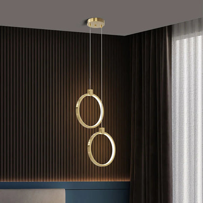 Nowoczesna lampa wisząca LED w geometrycznym stylu — złota, 2 formy | Norivo Norivo