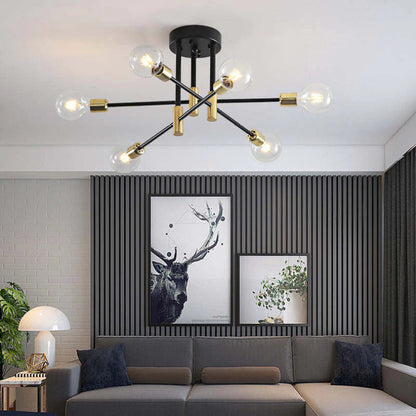 Industrialna lampa sufitowa żyrandol z okrągłymi lampami — 3 konfiguracje | Norivo Norivo