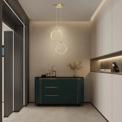 Nowoczesna lampa wisząca LED w geometrycznym stylu — złota, 2 formy | Norivo Norivo