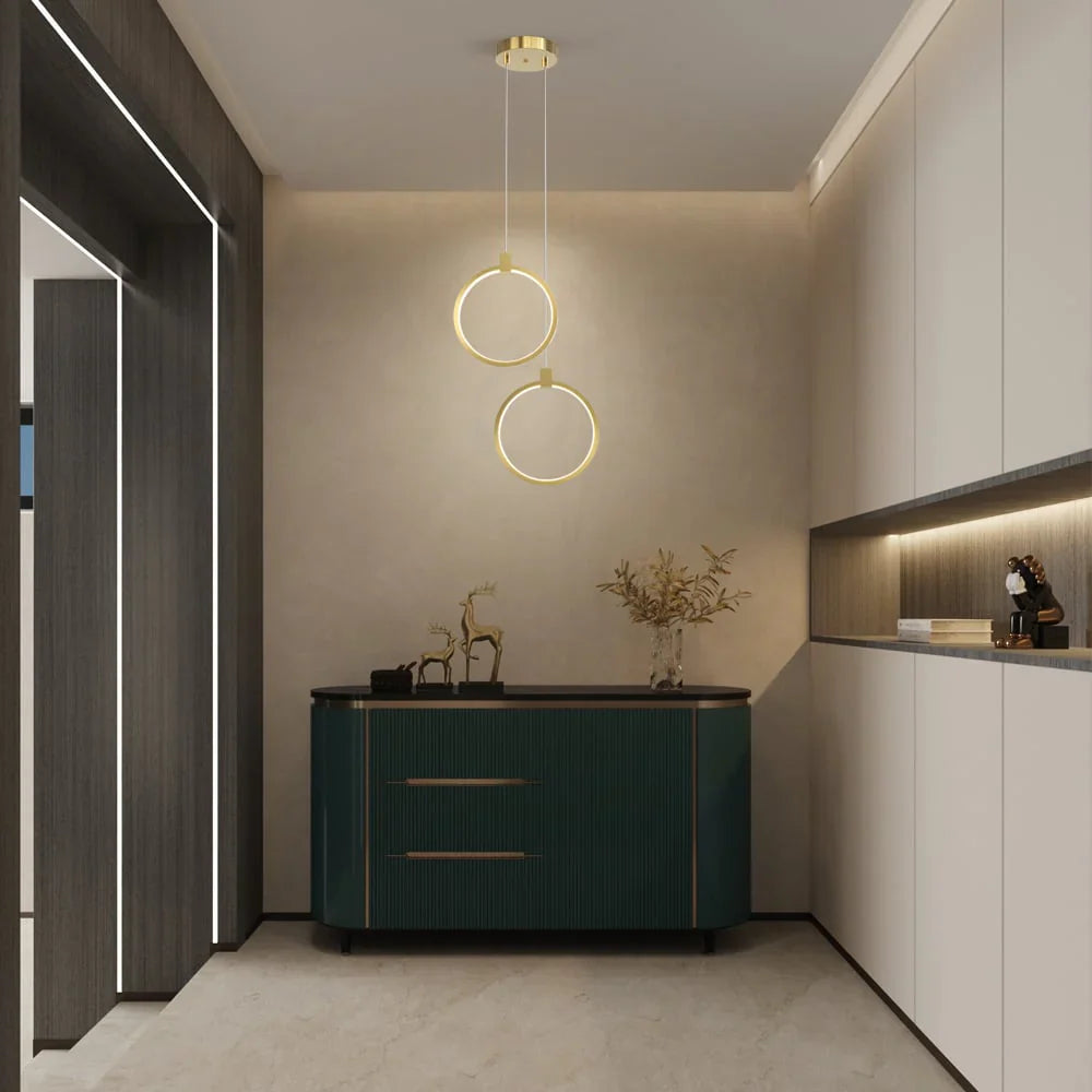 Lampa wisząca LED geometryczna — złoty design | Norivo Norivo