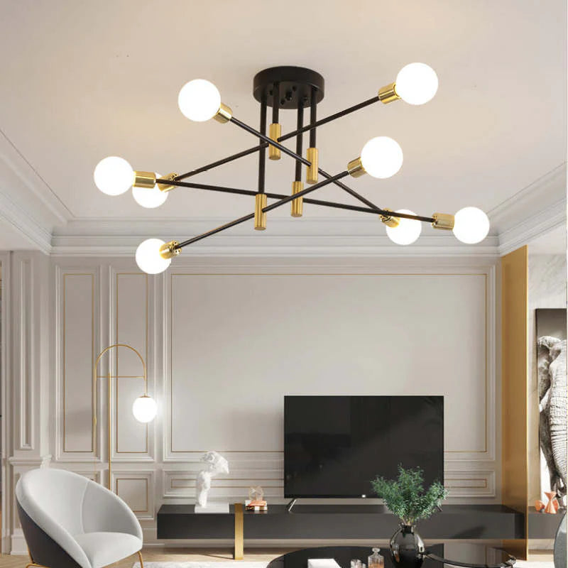 Industrialna lampa sufitowa żyrandol z okrągłymi lampami — 3 konfiguracje | Norivo Norivo