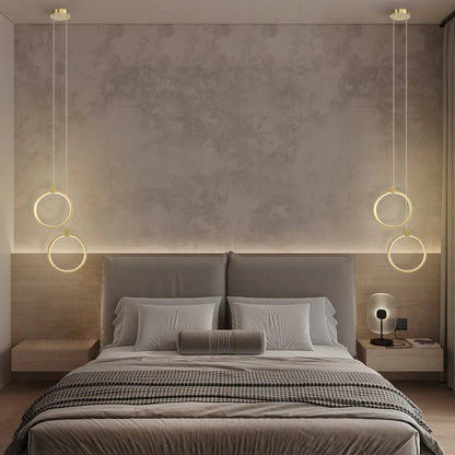 Nowoczesna lampa wisząca LED w geometrycznym stylu — złota, 2 formy | Norivo Norivo