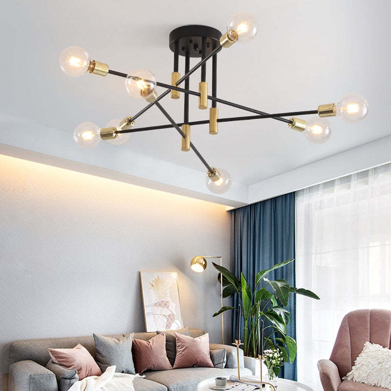 Industrialna lampa sufitowa żyrandol z okrągłymi lampami — 3 konfiguracje | Norivo Norivo