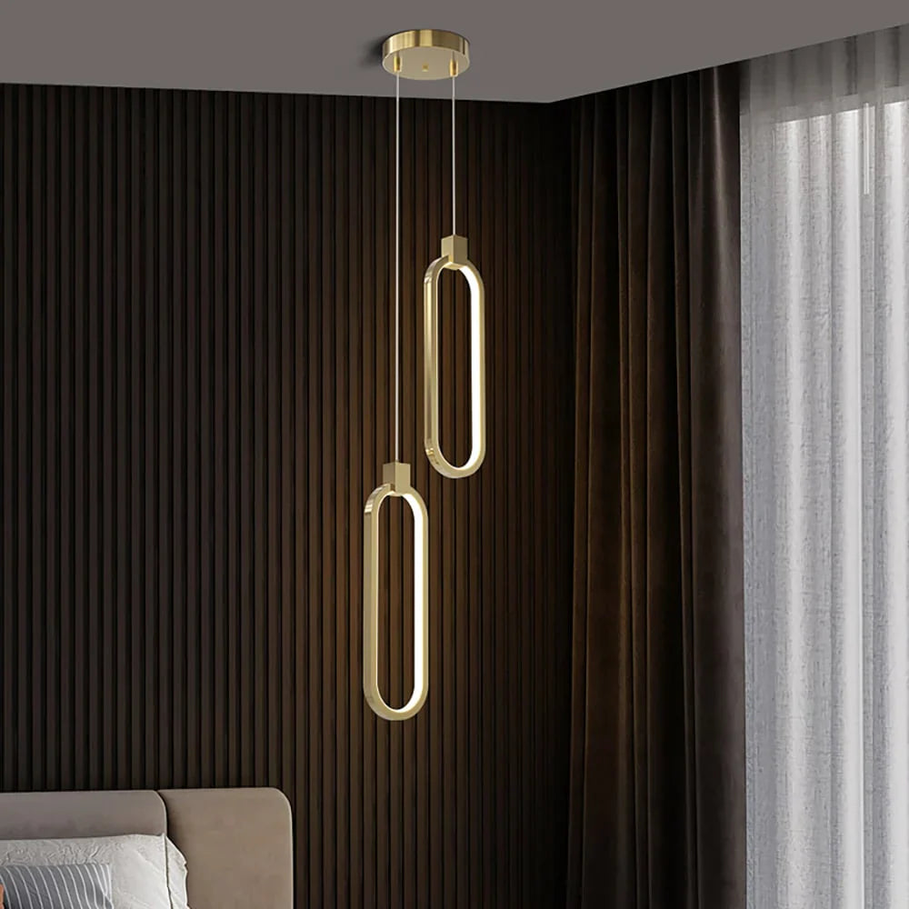 Lampa wisząca LED geometryczna — złoty design | Norivo Norivo