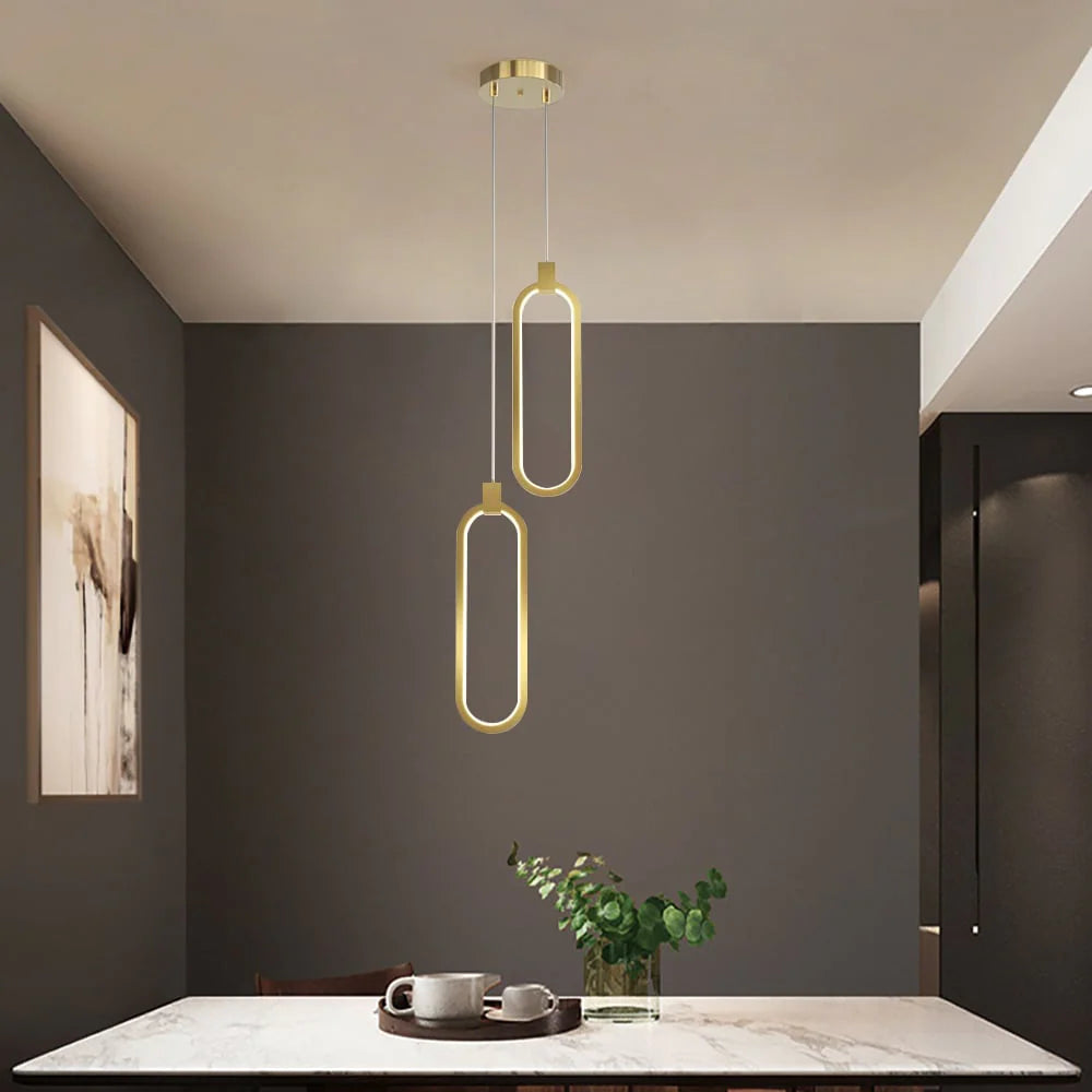 Nowoczesna lampa wisząca LED w geometrycznym stylu — złota, 2 formy | Norivo Norivo