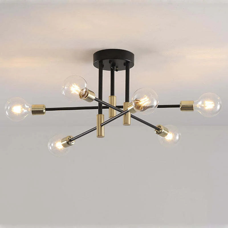 Industrialna lampa sufitowa żyrandol z okrągłymi lampami — 3 konfiguracje | Norivo Norivo