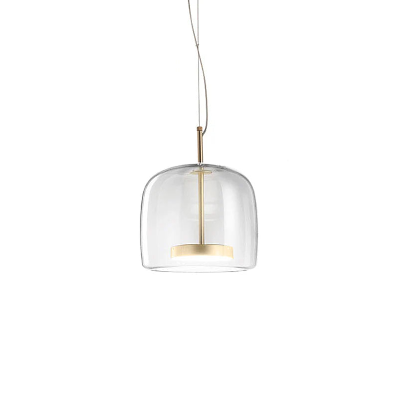 Szklana lampa wisząca LED — minimalistyczny klosz, złote wykończenie | Norivo Norivo