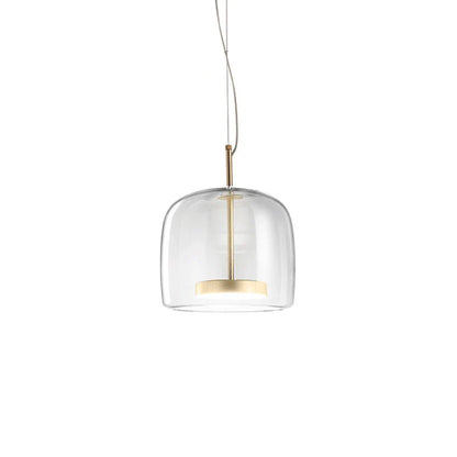 Szklana lampa wisząca LED — minimalistyczny klosz, złote wykończenie | Norivo Norivo