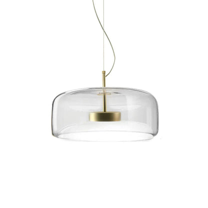 Szklana lampa wisząca LED — minimalistyczny klosz, złote wykończenie | Norivo Norivo