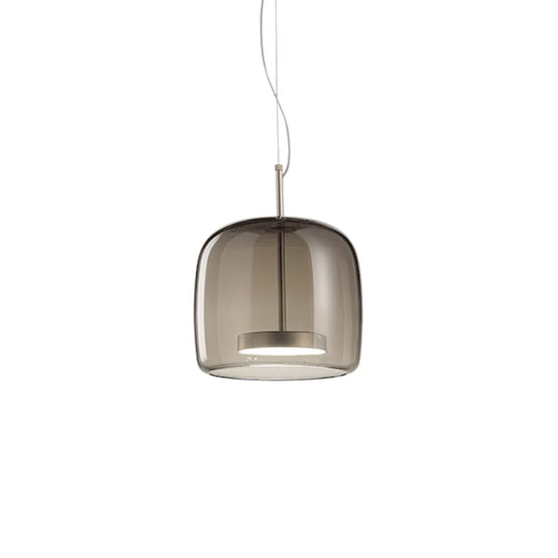 Szklana lampa wisząca LED — minimalistyczny klosz, złote wykończenie | Norivo Norivo