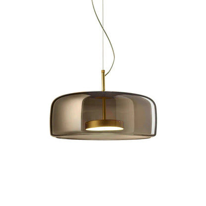 Szklana lampa wisząca LED — minimalistyczny klosz, złote wykończenie | Norivo Norivo