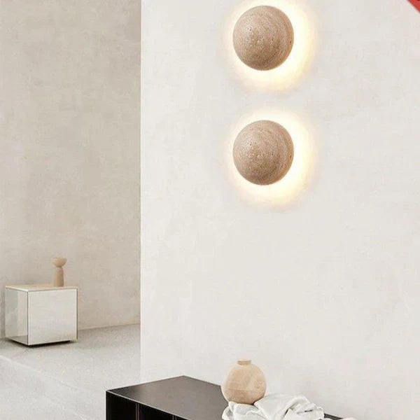 Lampa ścienna — kinkiet z kamienia trawertynowego, unikalny design | Norivo Norivo