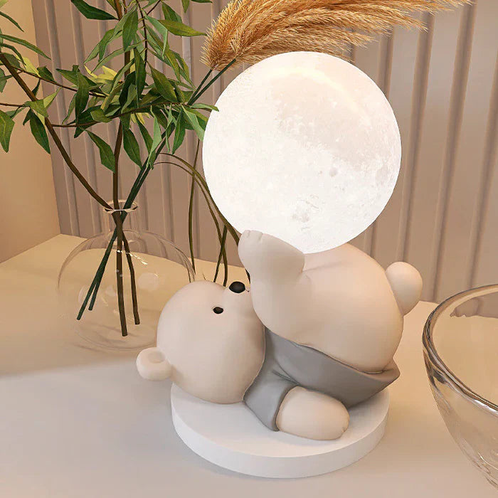 Dekoracyjna lampka nocna LED — miś z kulą świetlną, do pokoju dziecięcego | Norivo Norivo