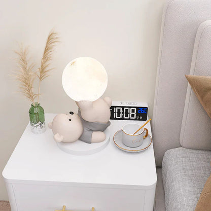 Dekoracyjna lampka nocna LED — miś z kulą świetlną, do pokoju dziecięcego | Norivo Norivo