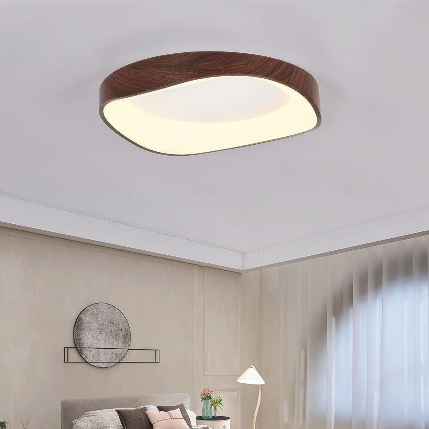 Skandynawska lampa sufitowa LED z efektem drewna — 5 kolorów, 3 rozmiary | Norivo Norivo