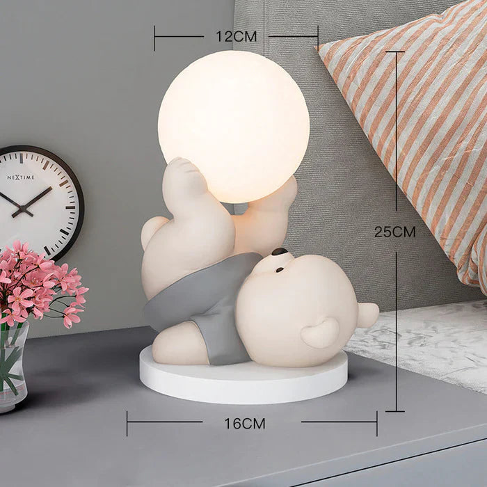 Dekoracyjna lampka nocna LED — miś z kulą świetlną, do pokoju dziecięcego | Norivo Norivo