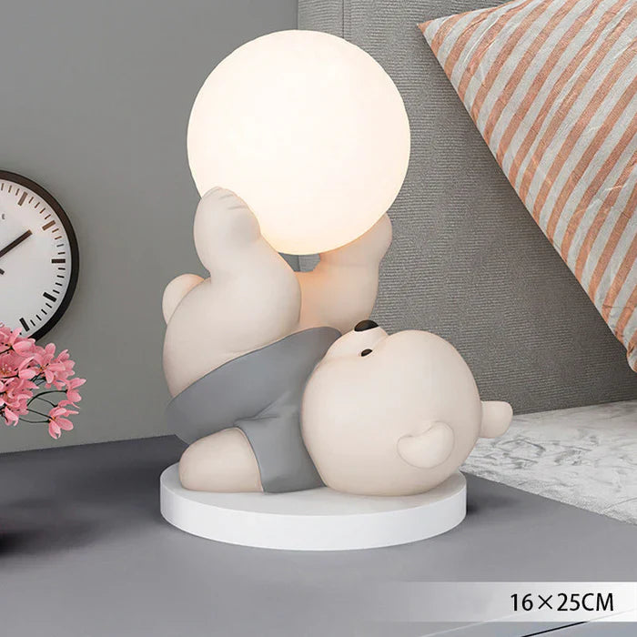 Dekoracyjna lampka nocna LED — miś z kulą świetlną, do pokoju dziecięcego | Norivo Norivo