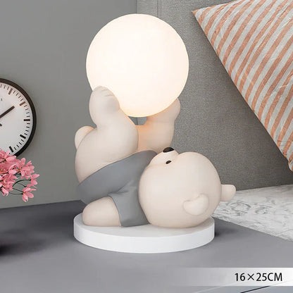 Dekoracyjna lampka nocna LED — miś z kulą świetlną, do pokoju dziecięcego | Norivo Norivo