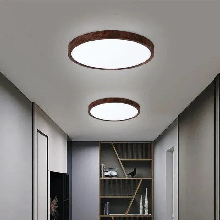 Lampa sufitowa LED z drewnianą ramą — okrągła | Norivo Norivo