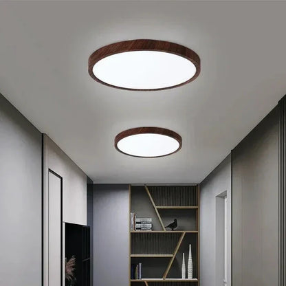 Lampa sufitowa LED z drewnianą ramą — okrągła | Norivo Norivo