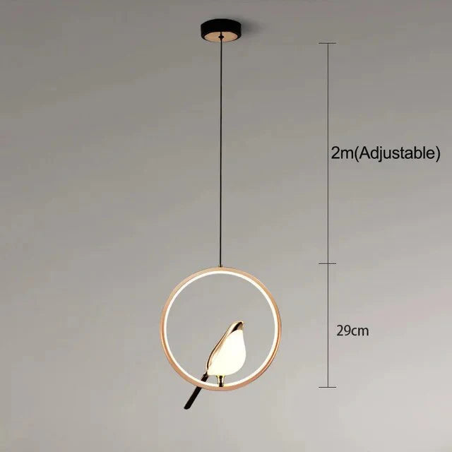Luksusowa lampa wisząca ze złotym ptakiem — artystyczna dekoracja sufitowa | Norivo Norivo