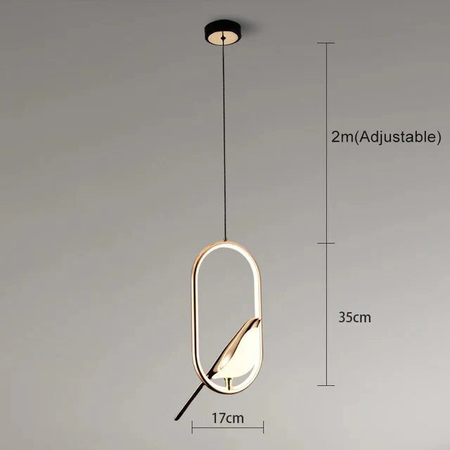 Luksusowa lampa wisząca ze złotym ptakiem — artystyczna dekoracja sufitowa | Norivo Norivo